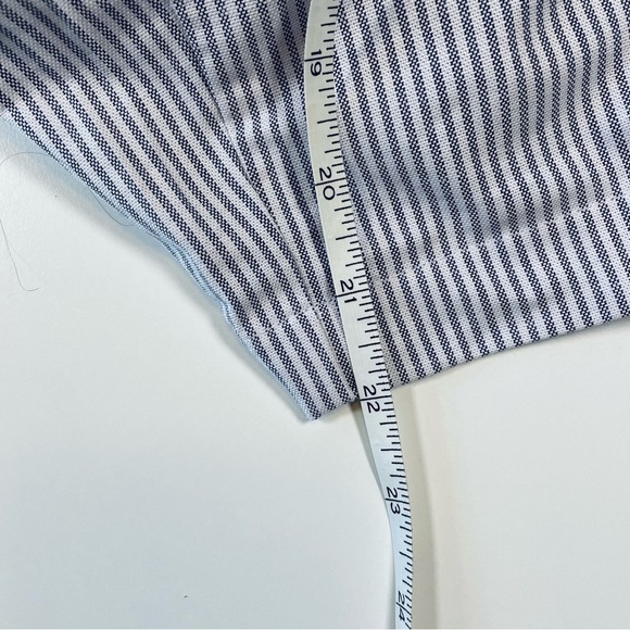 Pin Striped Cropped Cotton Pants with Little Ankle Slits - Picture 7 of 8